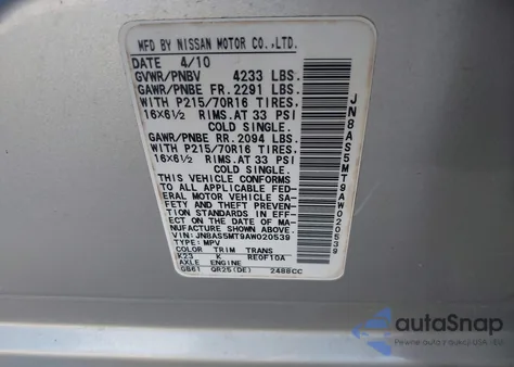 2010 Nissan Rogue S from USA, damaged, VIN JN8AS5MT9AW020539